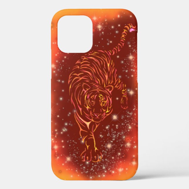 Tiger iPhone Case Running In Galaxy Starry Night (Back)