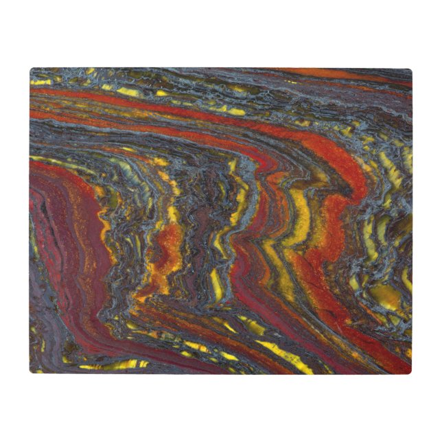 Tiger Iron In Red, Yellow, Blue Metal Print (Front)