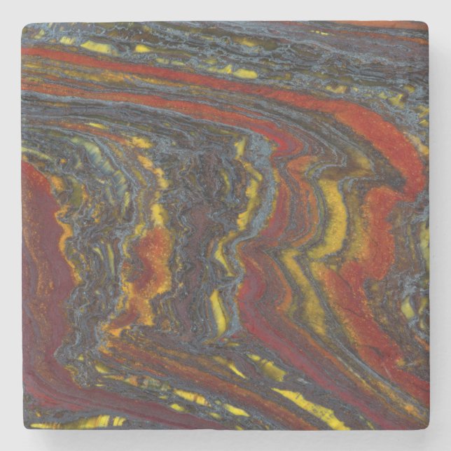 Tiger Iron In Red, Yellow, Blue Stone Coaster (Front)
