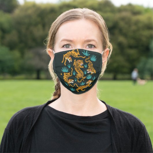 Tiger Japanese tattoo art Adult Cloth Face Mask (Outside)