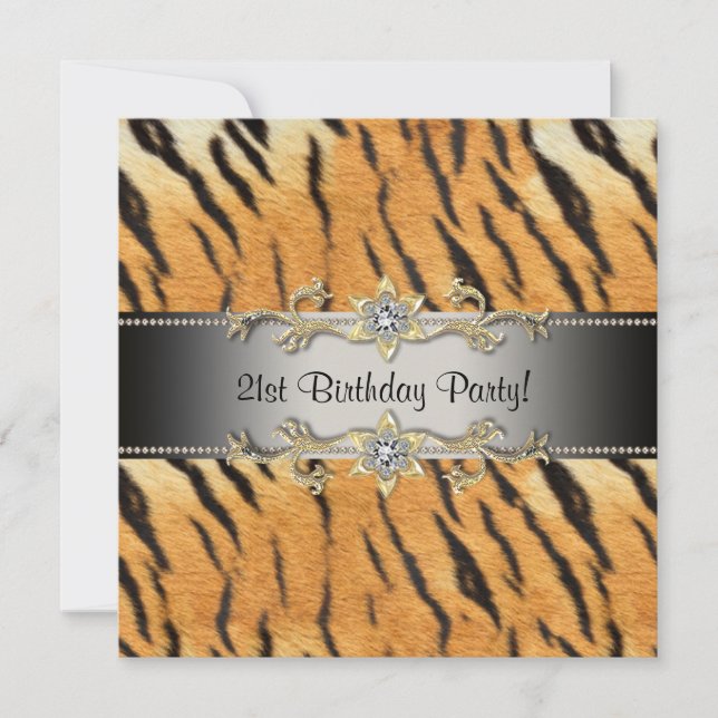 Tiger Jewel 21st Birthday Invitation Tiger 21 (Front)