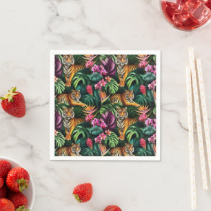 Tiger Jungle Dreams Seamless Surface Pattern Napkins