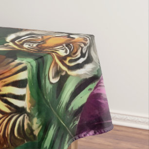 Tiger Jungle Dreams Seamless Surface Pattern Tablecloth