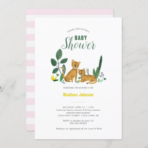 Tiger Jungle Girl Animal Baby Shower Card