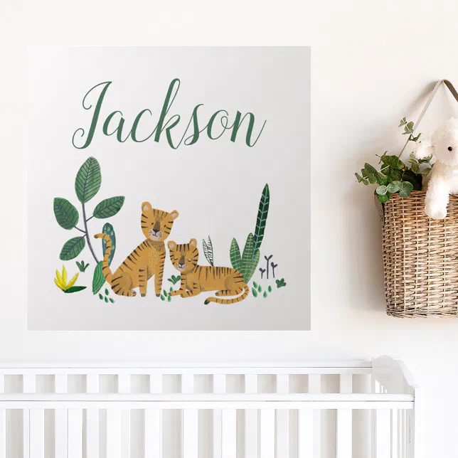 Tiger jungle nursery wall decal | Zazzle
