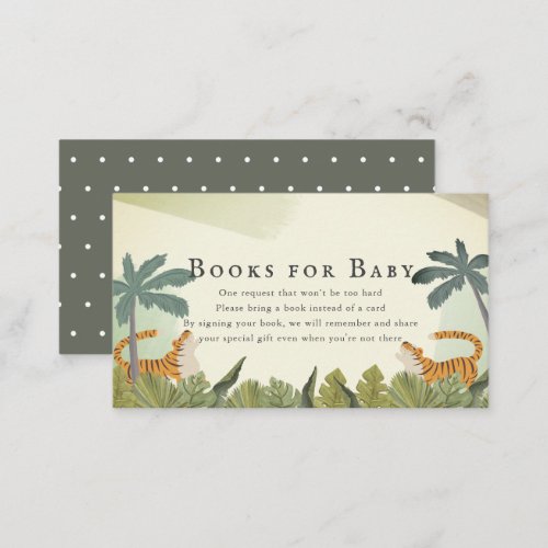 Tiger Jungle Safari Baby Shower Book Request Enclosure Card