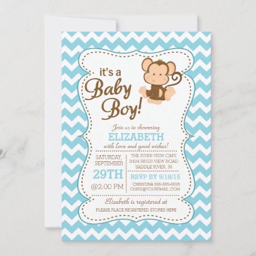 Tiger Jungle Safari Monkey Baby Shower Invitation