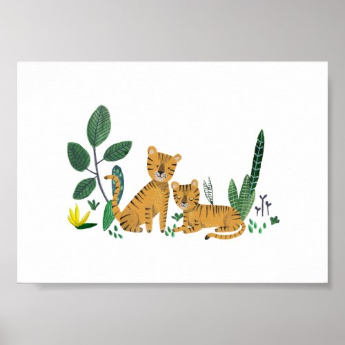 Tiger Jungle Safari nursery boy Poster