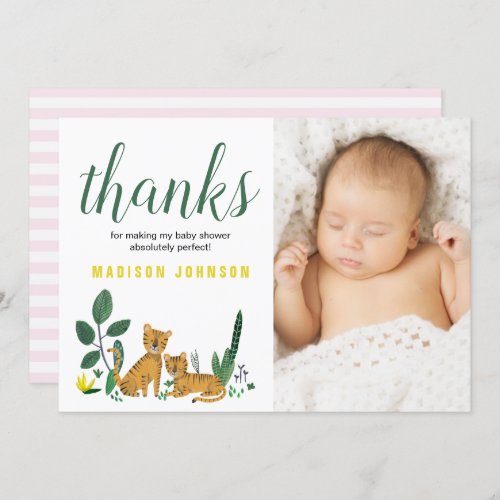 Tiger Jungle  Thank you  Baby Shower Photo Card