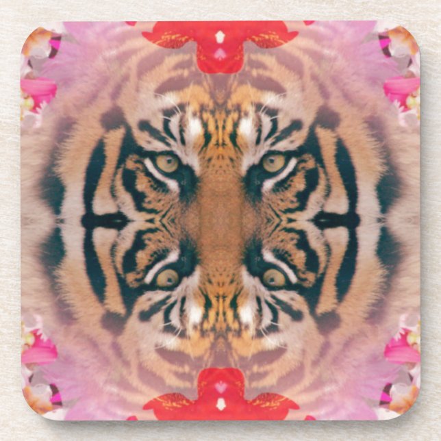 Tiger Kaliedi Digital Art Drink Coaster (Front)