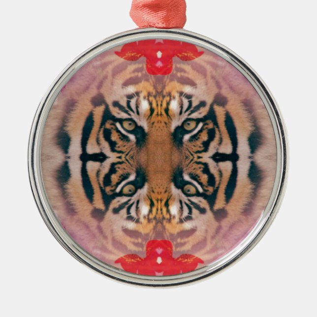 Tiger Kaliedi Digital Art Metal Ornament (Front)