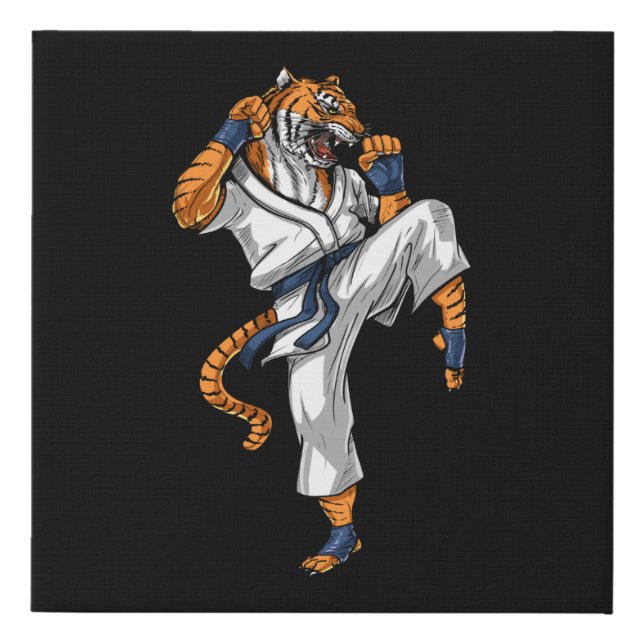 Tiger Karate Faux Canvas Print (Front)