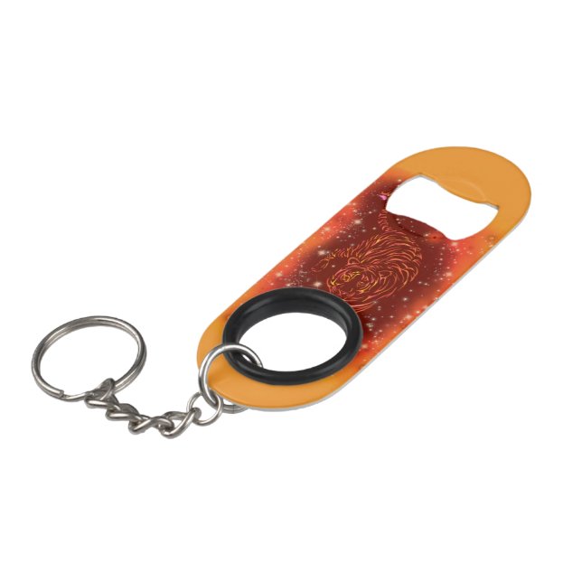 Tiger Keychain Bottle Opener Running Starry Night  (Front Angled)