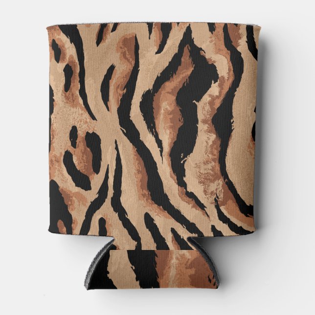 Tiger Leopard: Animal Skin Seamless Can Cooler (Front)