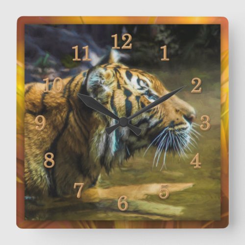 Tiger LIGHT and PEACE Square Wall Clock