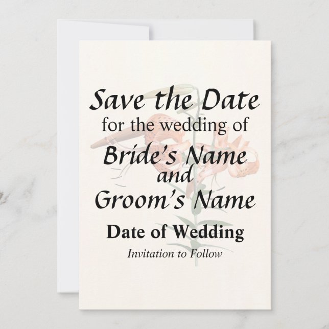 Tiger Lilies And Buds Save The Date (Front)