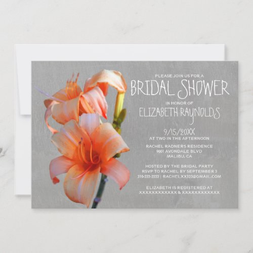 Tiger Lilies Bridal Shower Invitations