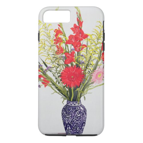 Tiger Lilies Gladioli and Scabious in a Blue iPhone 8 Plus7 Plus Case