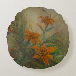 Tiger Lilies Round Pillow