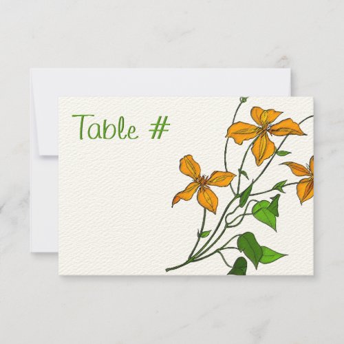 Tiger Lilies Table Number Cards Invitation