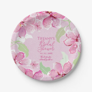 Tiger Lilly Clematis Pink Floral Bridal Shower Paper Plates