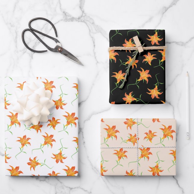 Tiger Lily Abstract floral stylish chic Wrapping Paper Sheets (Front)