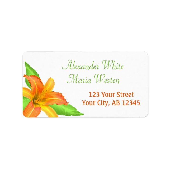 Tiger Lily and Green Summer Return Address Labels (Front)