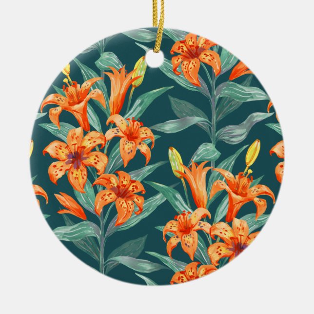 Tiger Lily Ceramic Ornament (Front)