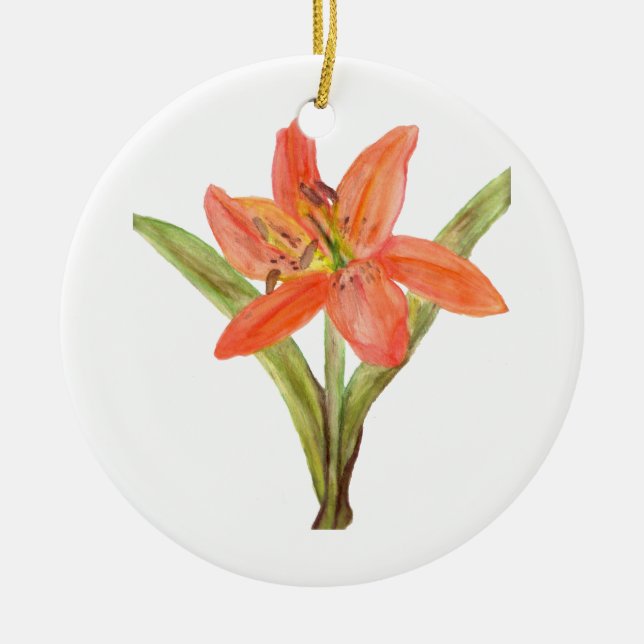 Tiger Lily Ceramic Ornament (Front)