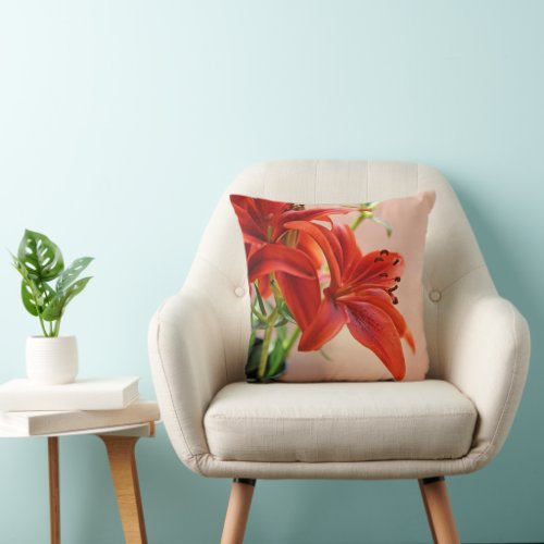 Tiger Lily Close Up Photograph Throw Pillow