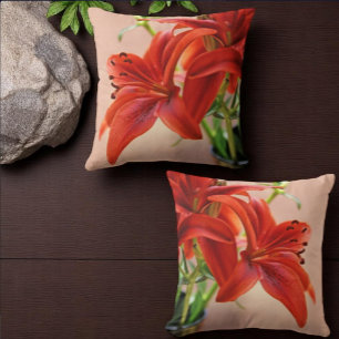 Tiger Lily Close Up Photograph Throw Pillow