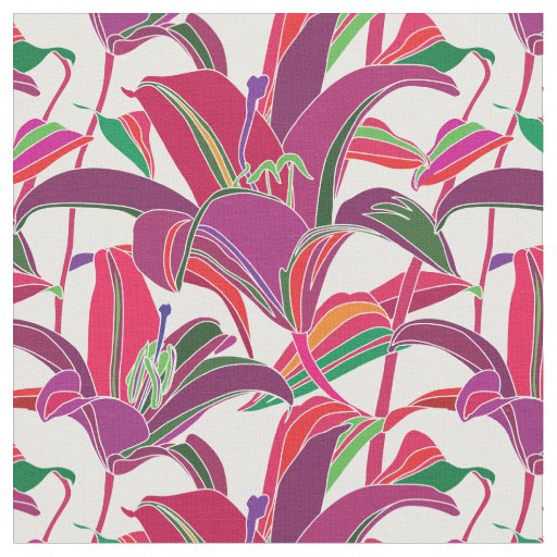 Tiger Lily Floral Pattern Fabric