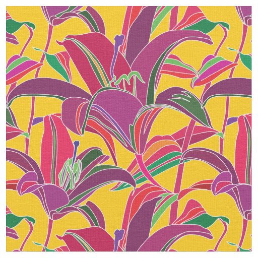 Tiger Lily Floral Pattern Fabric