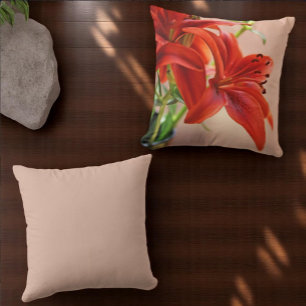 Tiger Lily Flower Close-Up Photograph Throw Pillow