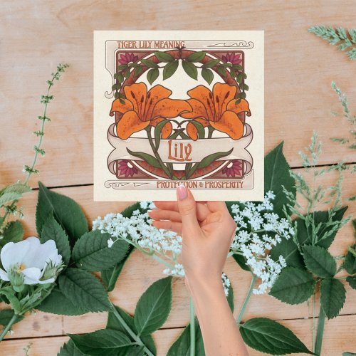 Tiger Lily_ Flower Meaning Vintage_Style Orange Note Card