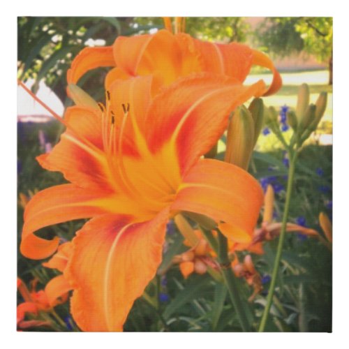 Tiger lily in the garden Faux Wrapped Canvas Print