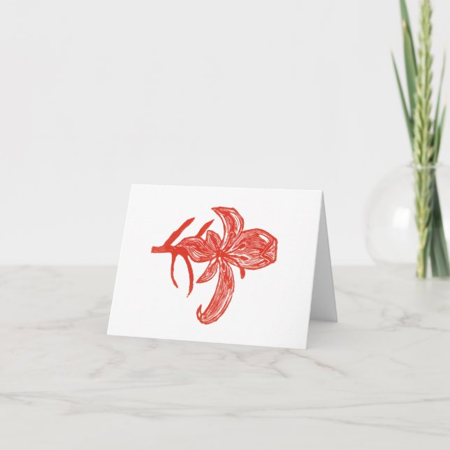 Tiger Lily Japanese Style Block Print Card (Front)