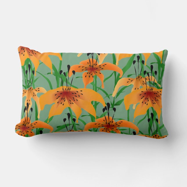 Tiger Lily Lumbar Throw Pillow (Front)