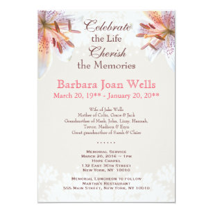 tiger lily memorial service funeral announcement
