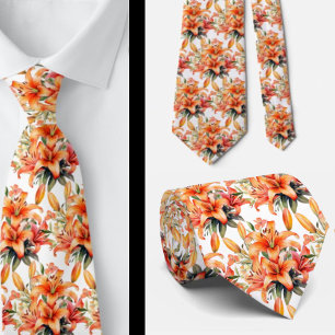 Tiger Lily Orange Stargazer Lily Lilies Neck Tie