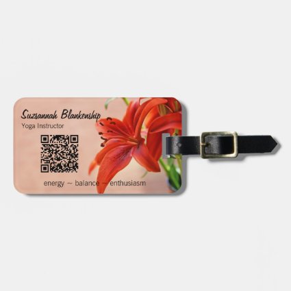 Tiger Lily Photo Business QR Code Template Luggage Tag