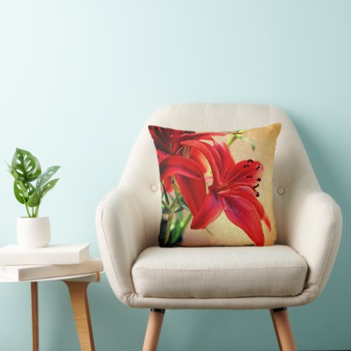 Tiger Lily Photo Front Monogram Template Back  Throw Pillow