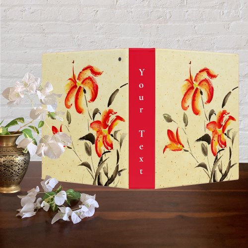 Tiger Lily _ red 3 Ring Binder