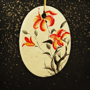 Tiger Lily - red Ceramic Ornament