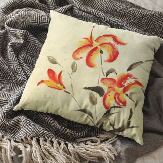 Tiger Lily - red Throw Pillow