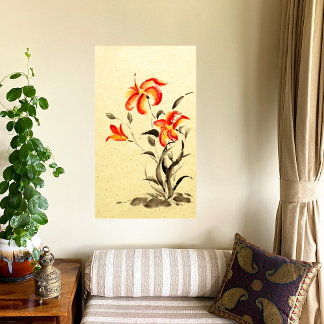 Tiger Lily - red Wood Wall Art