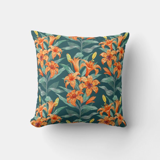 Tiger Lily Throw Pillow (Front)