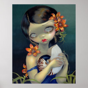 Tiger Lily, Tiger Nautilus ART PRINT big eye fairy