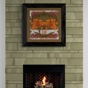 Tiger Lily Vintage Flowers Protection Prosperity Poster