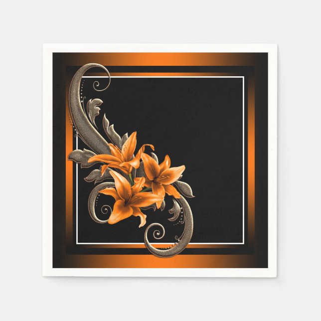 Tiger Lily Wedding Napkins (Front)